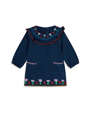 Stella Mccartney Blue Dress For Baby Girl With Flowers In Blue
