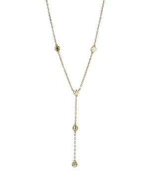 Hammered Disc Lariat Necklace in 18K Gold Plated Sterling Silver, 16