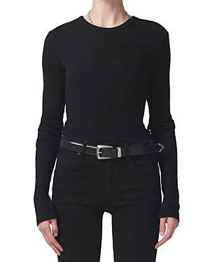 Shop Citizens Of Humanity Bina Crewneck Rib Top In Black
