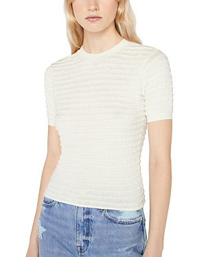 FRAME SILK & COTTON SMOCKED SWEATER TOP