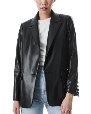 Denny Faux Leather Blazer