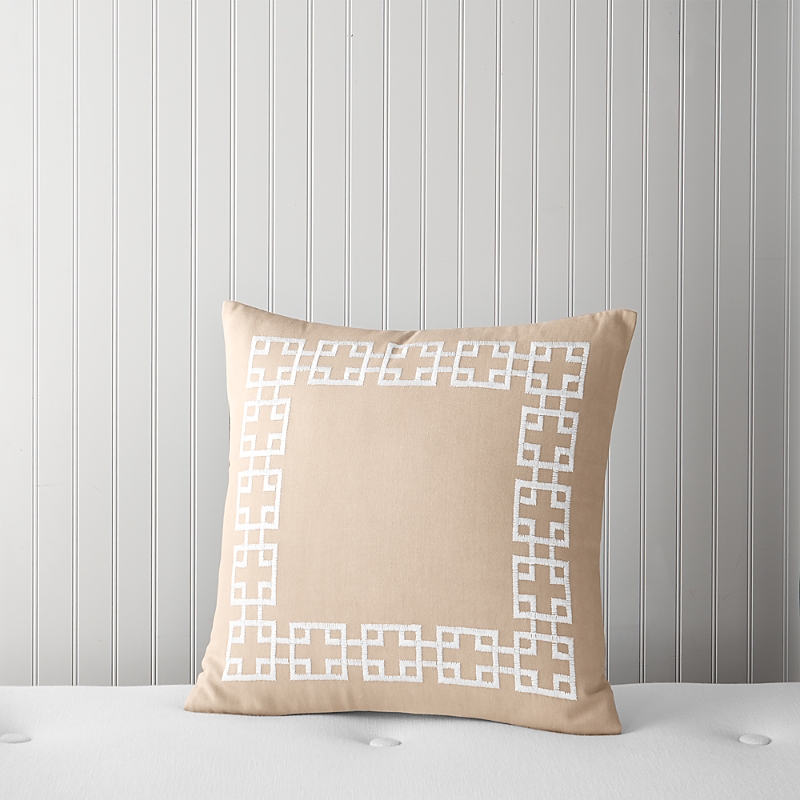 Sky Greek Key Decorative Pillow - Exclusive In Safari Tan
