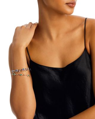 Ruby & Diamond Halo Link Bracelet in 14K Yellow Gold