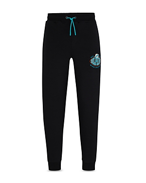 Shop Hugo Boss Nfl Miami Dolphins Cotton Blend Printed Regular Fit Joggers In Black
