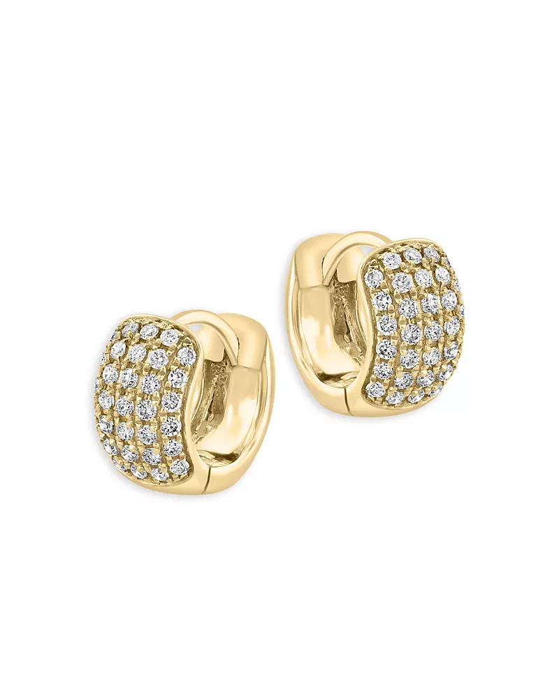 Bloomingdale's Fine Collection Pave Diamond Huggie Hoop Earrings in 14K Yellow Gold, 0.55 tcw
