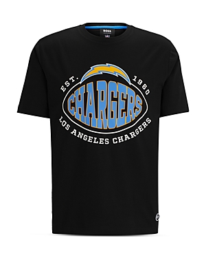 Shop Hugo Boss Nfl Los Angeles Chargers Cotton Blend Graphic Tee In Black