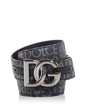 Dolce & Gabbana Men's Logo Jacquard Coated Fabric Belt
