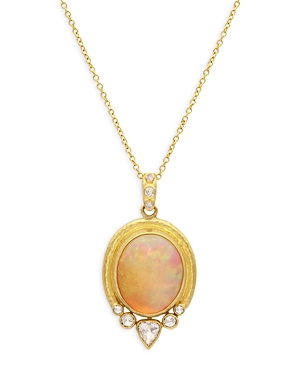 Gurhan 18-24k Yellow Gold Muse Ethiopian Opal & Diamond Oval Pendant Necklace, 16-18