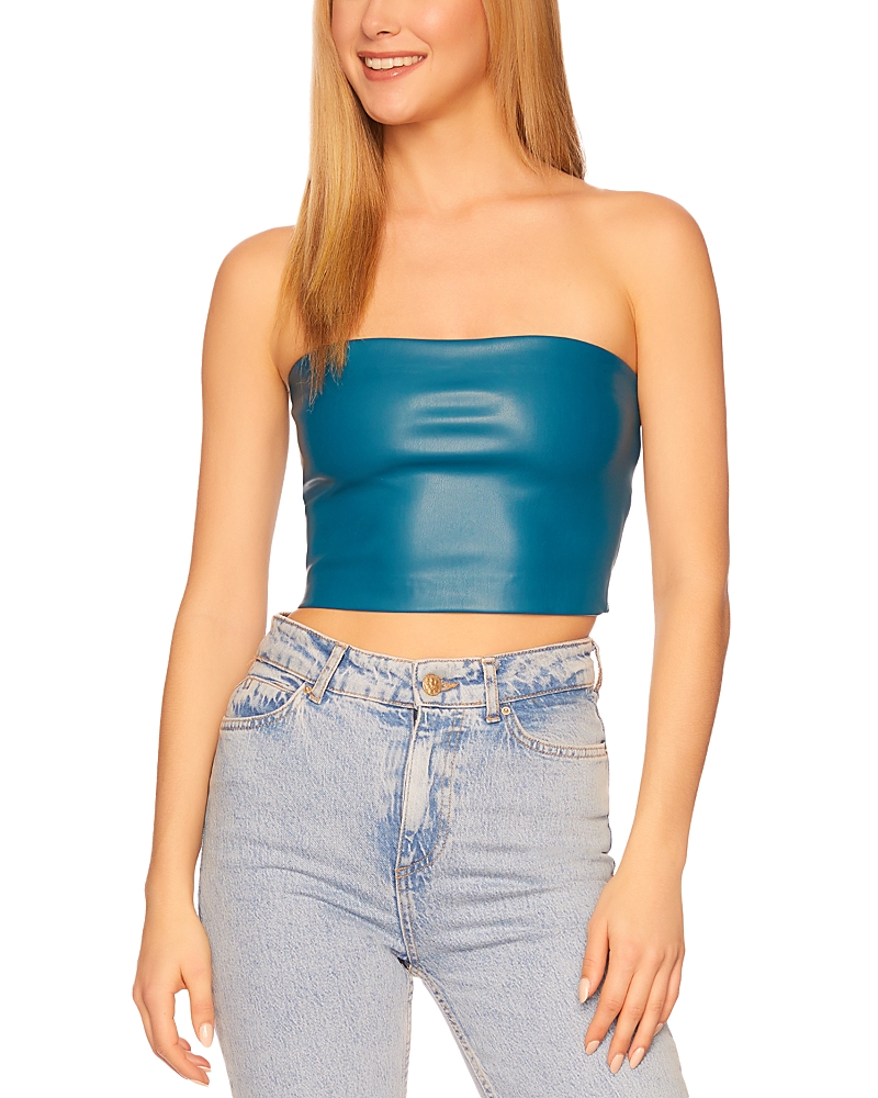 Susana Monaco Faux Leather Cropped Tube Top