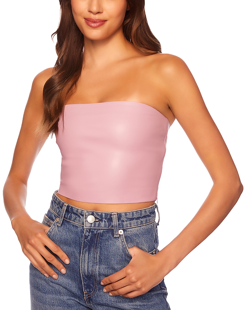 Susana Monaco Faux Leather Cropped Tube Top
