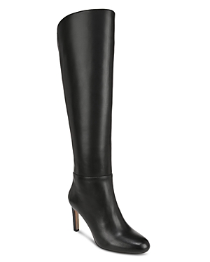 Shop Sam Edelman Women's Shauna Almond Toe High Heel Tall Boots In Black Leather