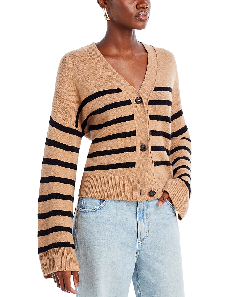 Rails Geneva Stripe Wool Blend Cardigan In Camel Black