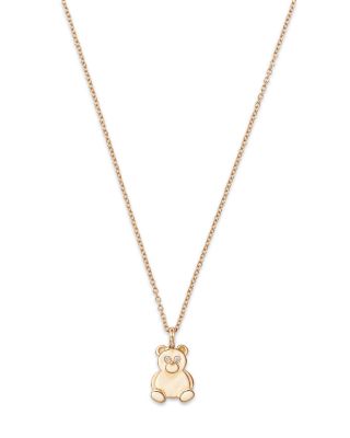Moon & Meadow 14K Yellow Gold Diamond Teddy Bear Pendant Necklace, 16-18