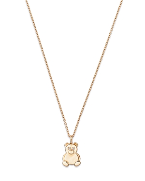 Moon & Meadow 14K Yellow Gold Diamond Teddy Bear Pendant Necklace, 16-18