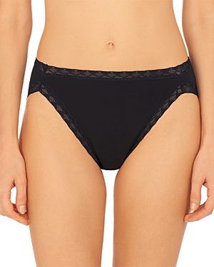 Natori Bliss French Cut Brief Panty Underwear With Lace Trim In Midnight Navy