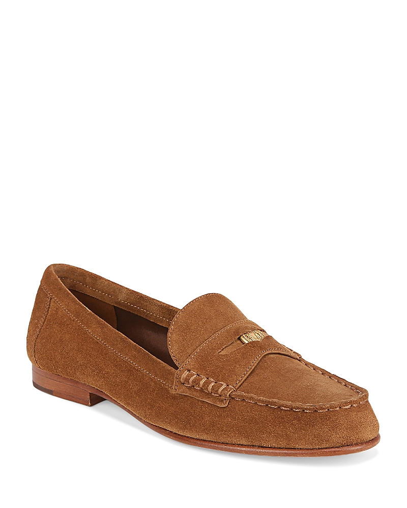 Veronica Beard Suede Coin Penny Loafers In Hazelwood