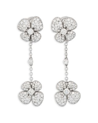Miseno Jewelry 18K White Gold Ischia Diamond Pave Flower Drop Earrings