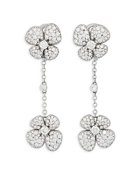 Miseno Jewelry - 18K White Gold Ischia Diamond Pavé Flower Drop Earrings