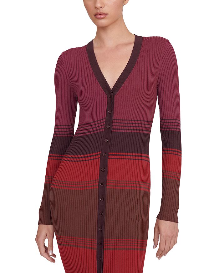 Shop Staud Shoko Striped Sweater Dress In Syrah Blend