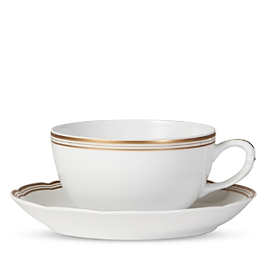 Bernardaud Pompadour Tea Cup And Saucer In White/gold