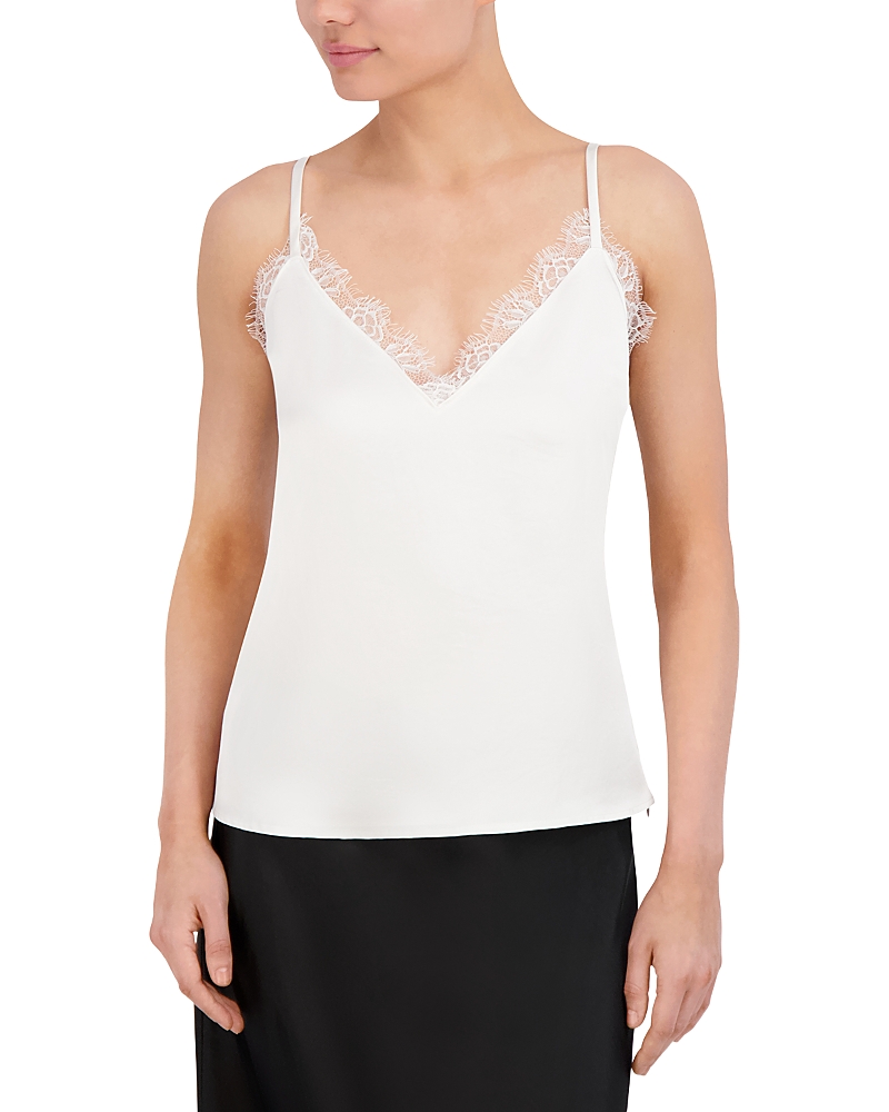 Bcbgmaxazria Woven Lace Trim Camisole In Gardenia