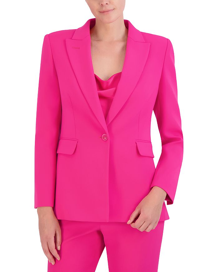 Bcbgmaxazria Womens Satin Office One Button Blazer Black Size L main image 1