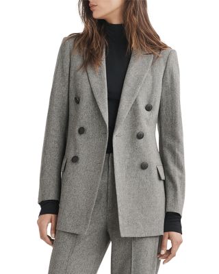 Rag & Bone Double-breasted Virgin Wool-blend Blazer In Heather Gray
