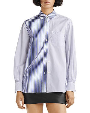 Rag & Bone Maxine Cotton Striped Shirt In Blue Multi