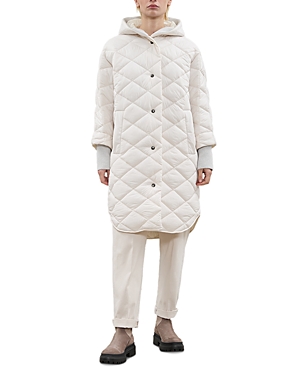 Peserico Maxi Quilted Hooded Parka In Chalk