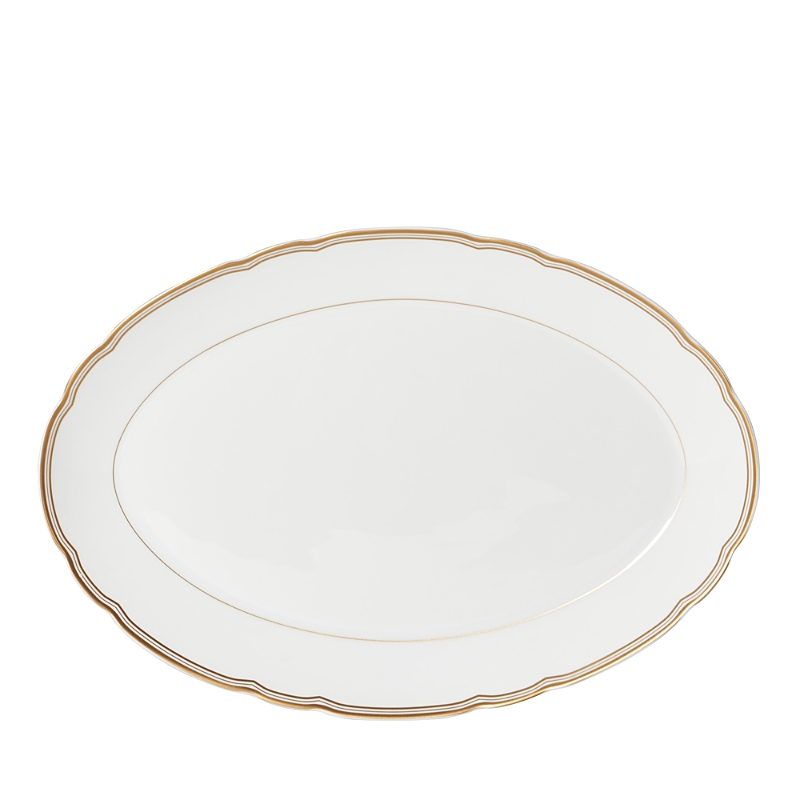 Bernardaud Pompadour Oval 13 Platter In White/gold