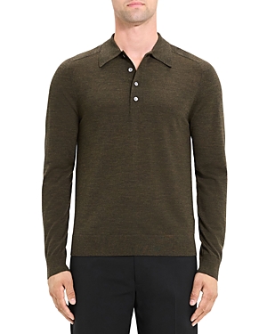 Shop Theory Regal Merino Polo Sweater In Uniform Melange