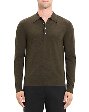 Theory Regal Merino Polo Sweater In Uniform Melange