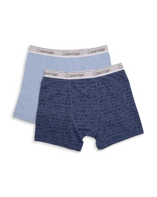 Calvin Klein Kids 2 Pack Modern Cotton Boxer Little Kids Big Kids Boy s Underwear Blue Bell CK Logo Blue MD 8 10 Big Kid