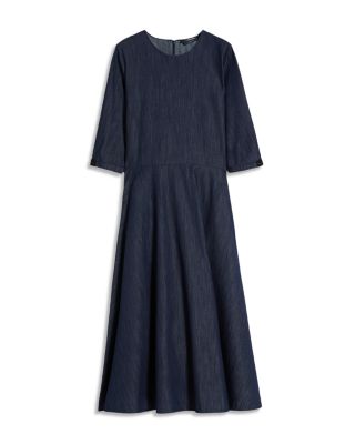 Max Mara Valery Embellished Cotton Denim Midi Dress