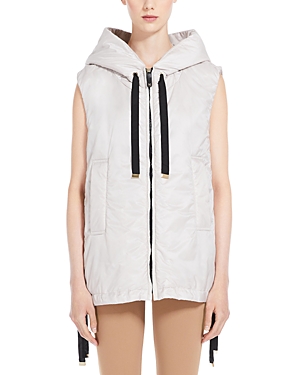 Max Mara Waterproof Quilted Nylon Short Vest In Ice