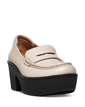 Fitflop Women's Pilar Almond Toe High Heel Platform Loafers In Stone Beige