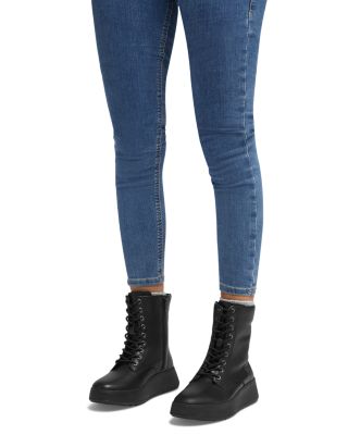 Women's F Mode Leather Platform Ankle Boots