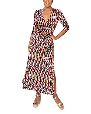Shop Leota Faux Wrap Maxi Dress In Retro Stripes