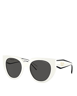 Shop Prada Cat Eye Sunglasses, 52mm In White/gray Solid