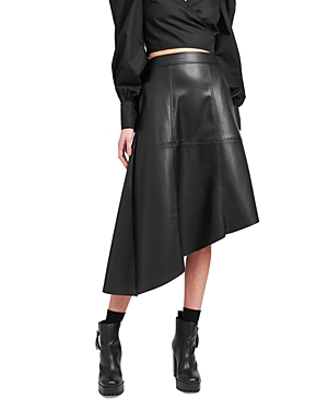 Shop En Saison Faux Leather Asymmetric Midi Skirt In Black