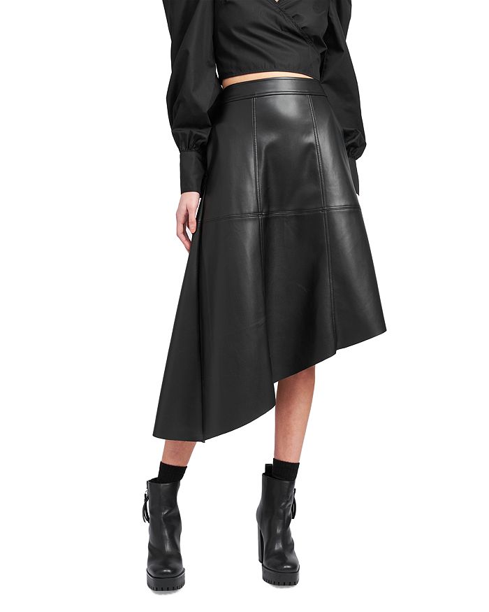 En Saison Faux Leather Asymmetric Midi Skirt | Bloomingdale's