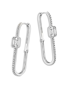 Bloomingdale's Diamond Oval Hoop Earrings In 14k White Gold, 0.50 Ct. T.w.