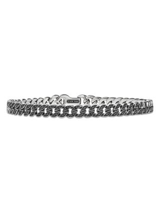 David Yurman - Men's Curb Chain Bracelet in Sterling Silver with Black Diamonds, 6mm