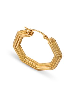 Bloomingdale's Fine Collection Ridged Octagon Medium Hoop Earrings in 14K Yellow Gold
