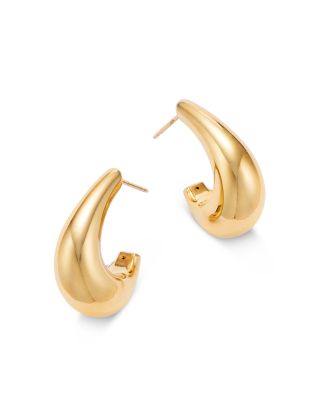 Polished Dome J Hoop Earrings in 14K Yellow Gold