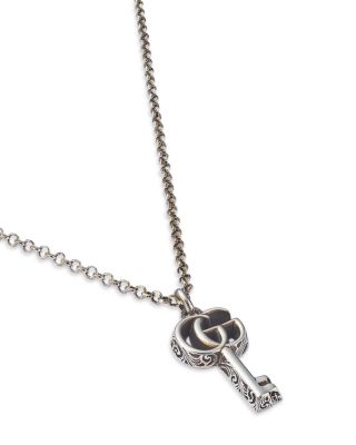 Sterling Silver Marmont Interlocking G Key Pendant Necklace, 19.5&amp;quot;