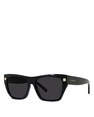 Shop Givenchy Gv Day Square Sunglasses, 55mm In Black/gray Solid