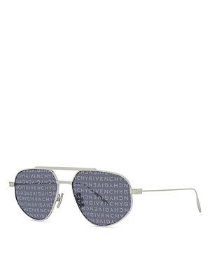 Shop Givenchy Gv Speed Geometric Sunglasses, 57mm In Silver/blue Mirrored Solid