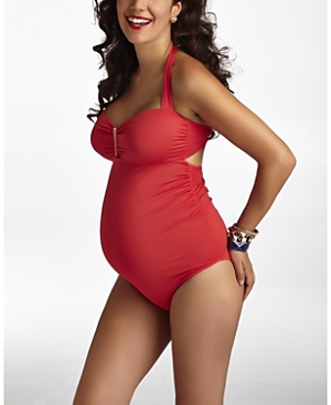 Helena Coral One Piece Swimsuit with Metal Central Trim