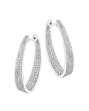 Bloomingdale's Pave Diamond Inside Out Hoop Earrings in 14K White Gold, 2.30 ct. t.w.